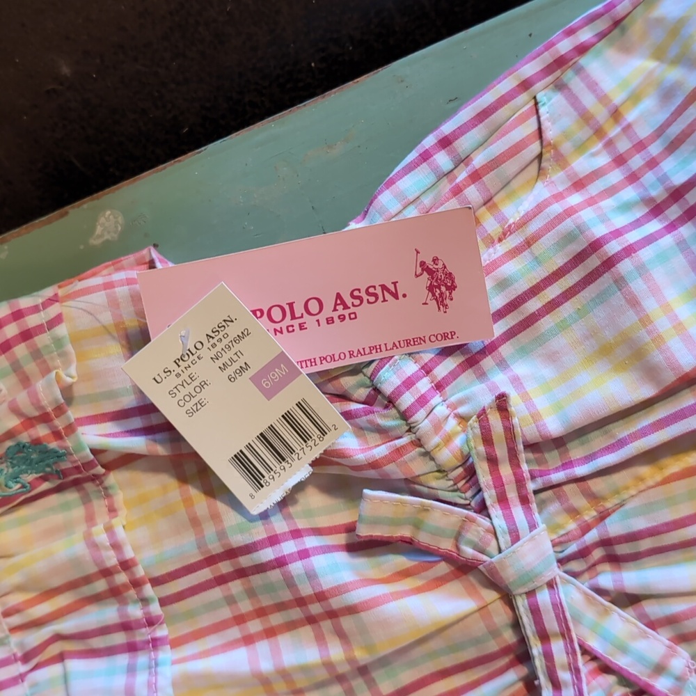 U.S. Polo Assn. Girls Colorful Plaid Romper - Picture 4 of 6